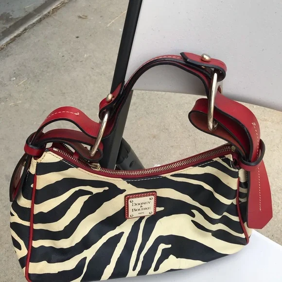 Dooney & Bourke Red and Black Zebra Shoulder Bag - Picture 2 of 4